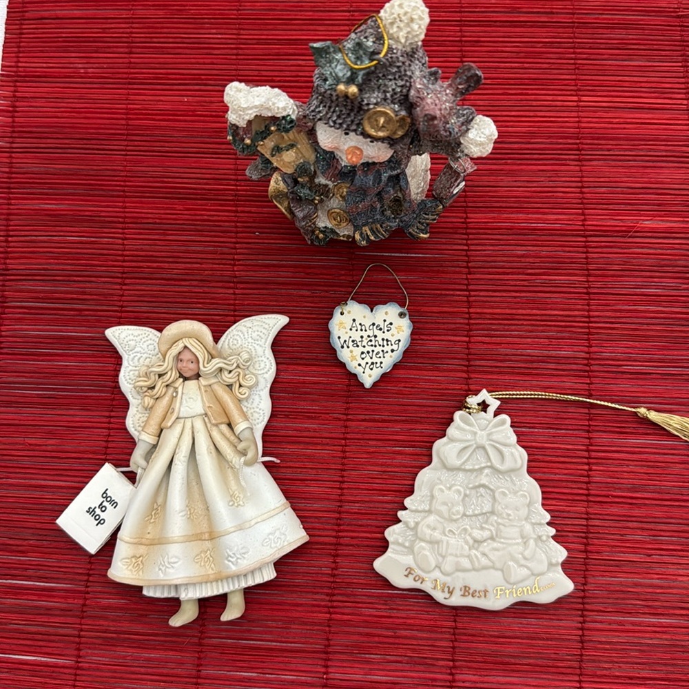 Elegant Holiday Angel 4 Ornament Set - Cream &  Gold, incl 1 Lenox tree (mlb)